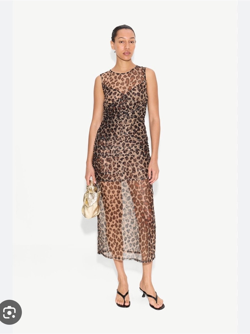 Simon Miller Sheer Leopard-Print Midi Dress in Brown